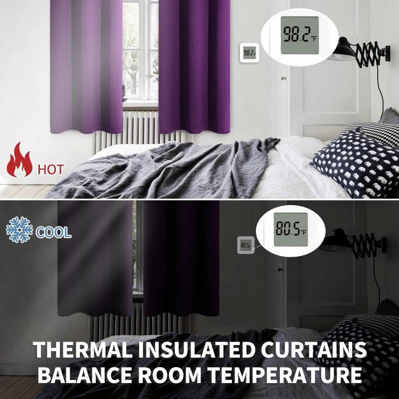 BGment Blackout Curtains - Grommet Thermal Insulated Room Darkening Bedroom and Living Room Curtain, Set of 2 Panels (52 x 45 Inch, Royal Purple) - Image 4